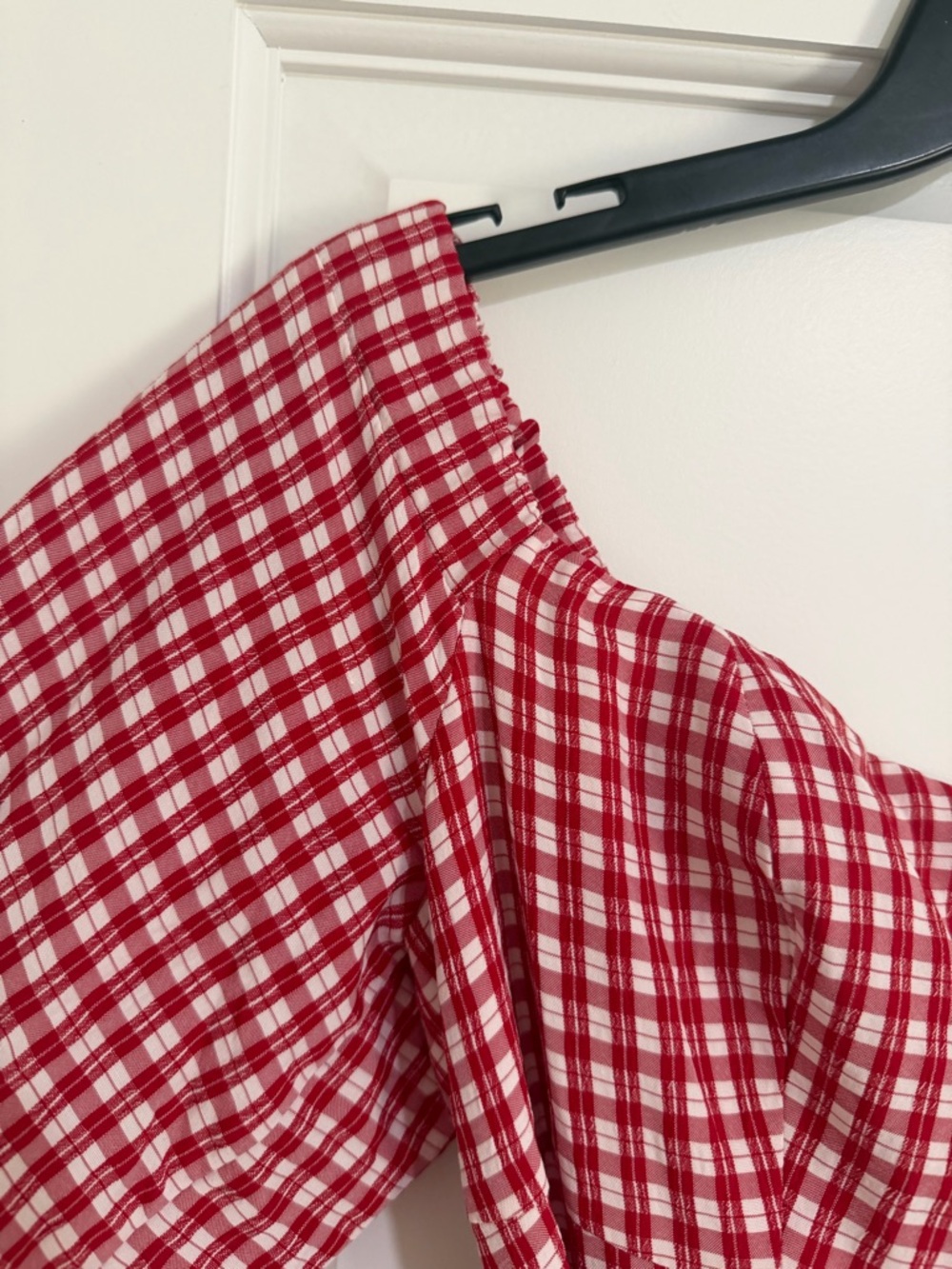 Anthropologie Maeve Gingham Bare Frill Mini Dress - Picture 7 of 14